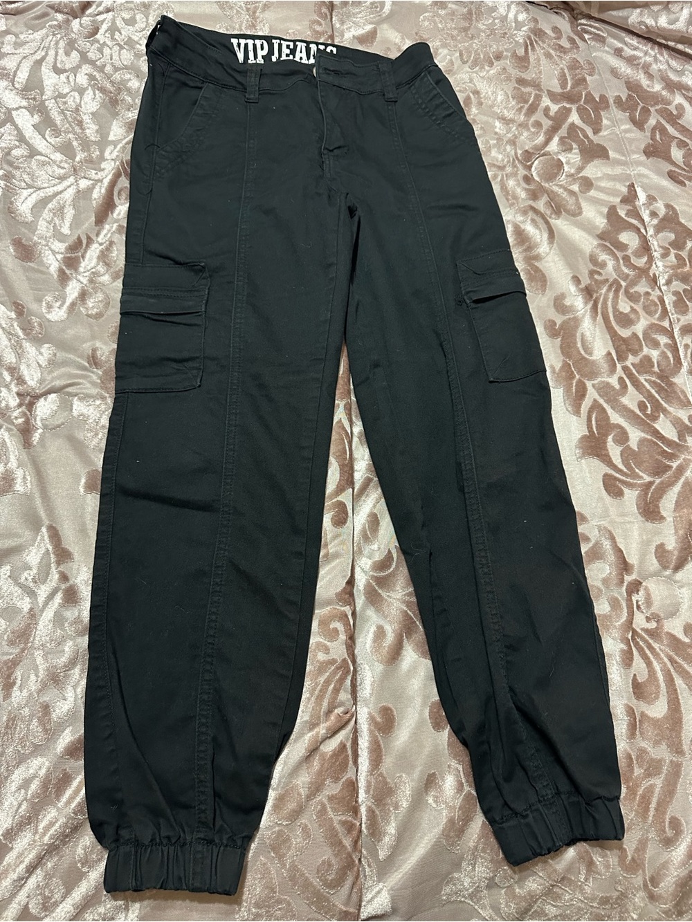 VIP Black Men's Cargo Joggers with Elastic Cuffs